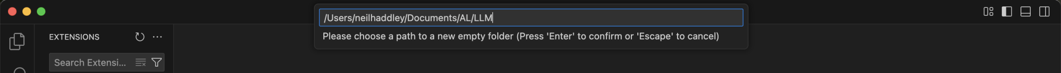 I entered the Project/Extension name LLM