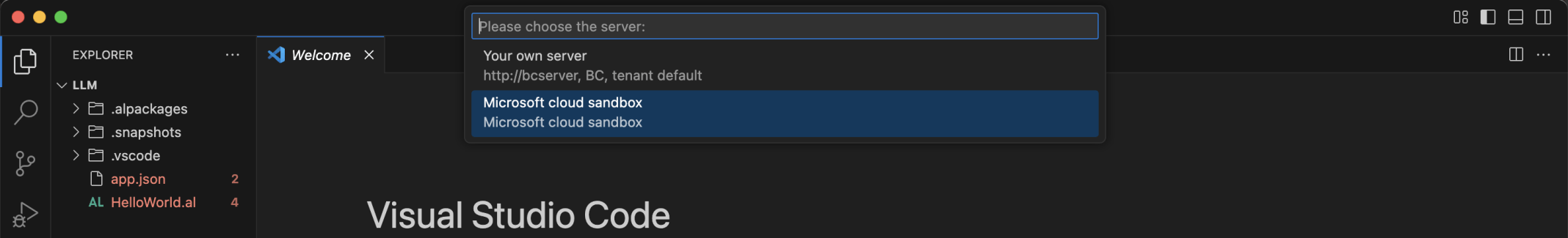 I selected the Microsoft cloud sandbox option