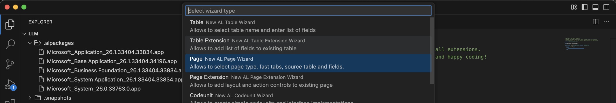 I selected Page