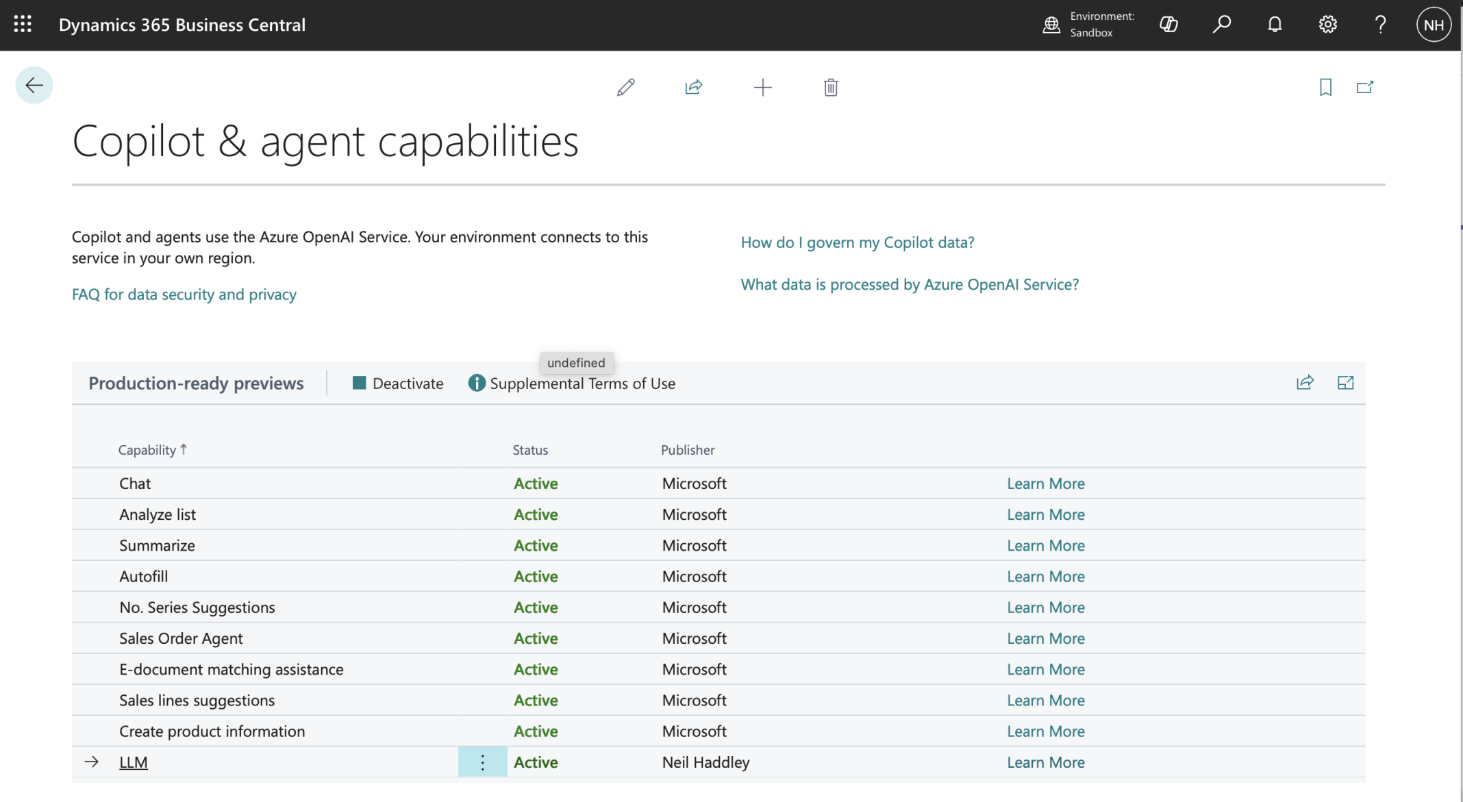 The LLM Capability has been added to the list