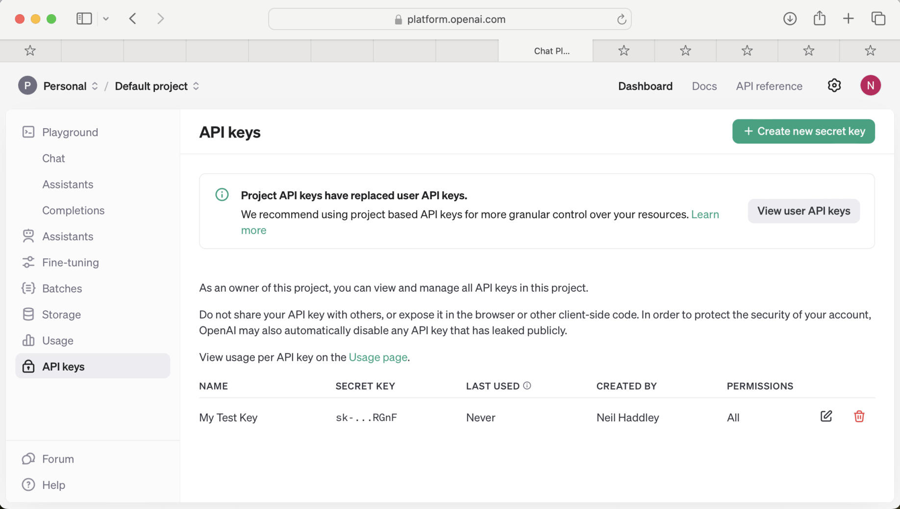 I generated a new Open AI key and used it to create a Prompt flow connection