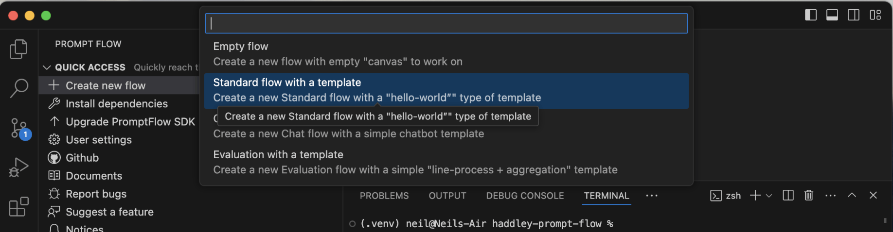 I created a standard flow