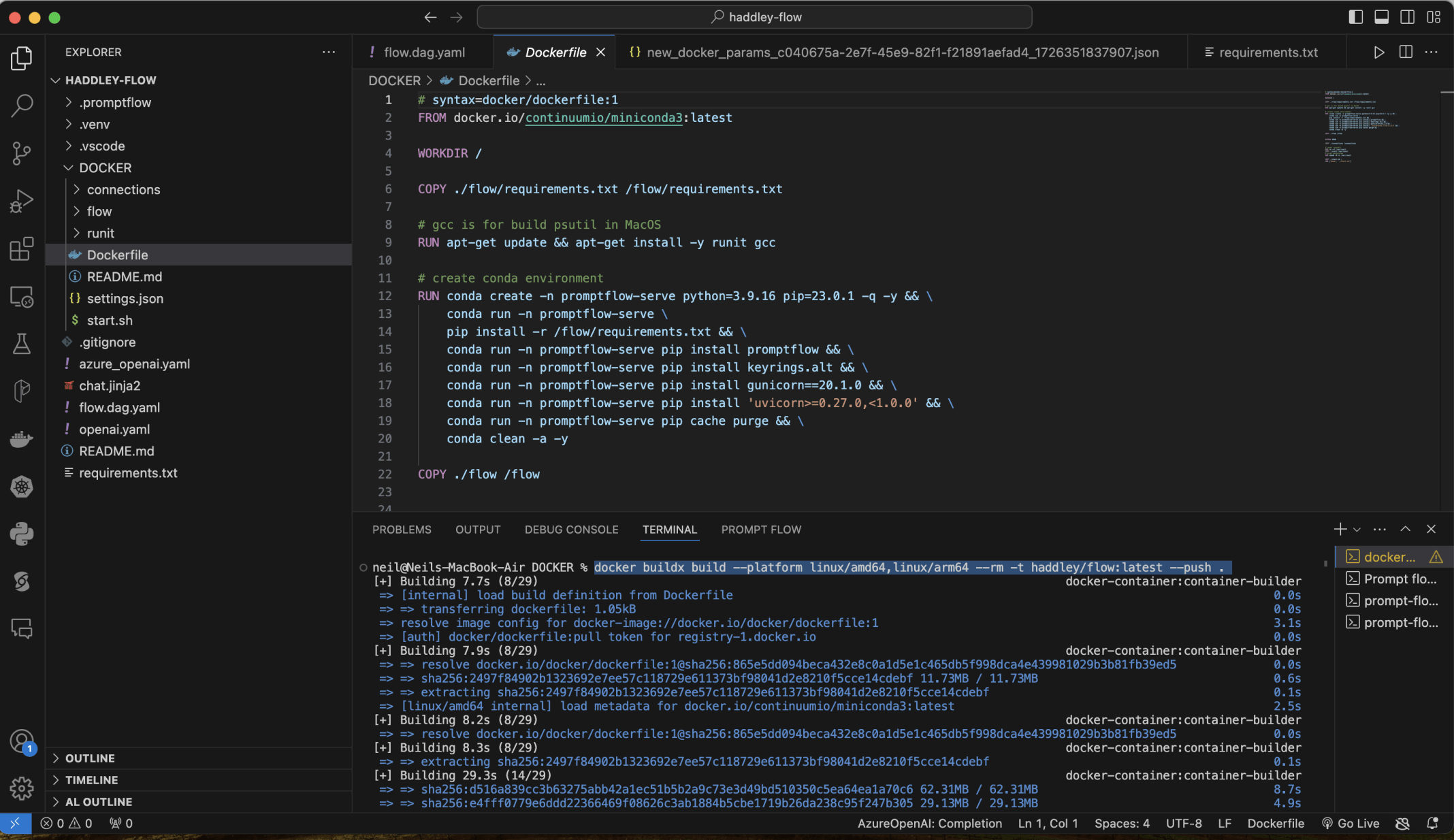 I used docker to build an image and to upload the image to dockerhubdocker buildx build --platform linux/amd64,linux/arm64 --rm -t haddley/flow:latest --push .