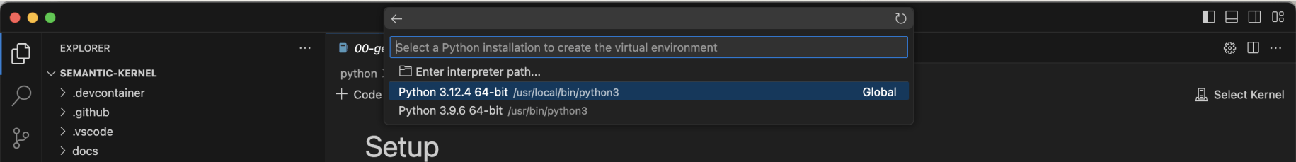 I selected Python 3.12.4