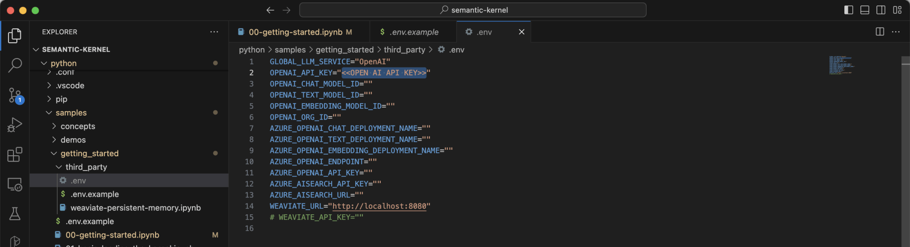 I created an .env file