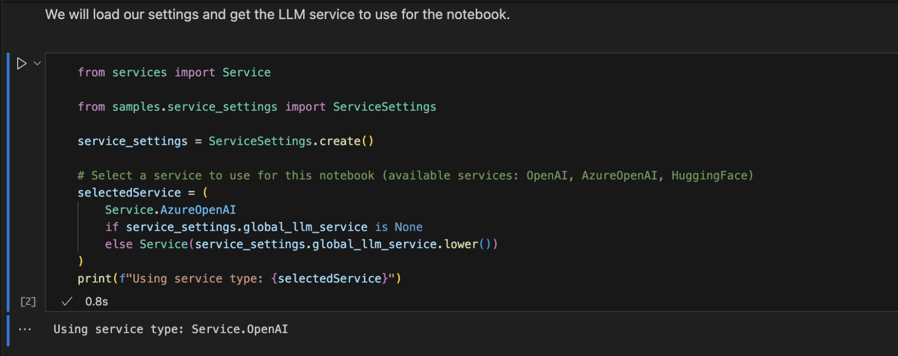 I created a selectedService variable