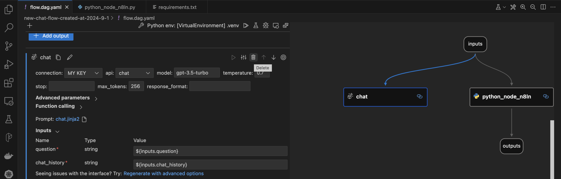 I removed the chat node