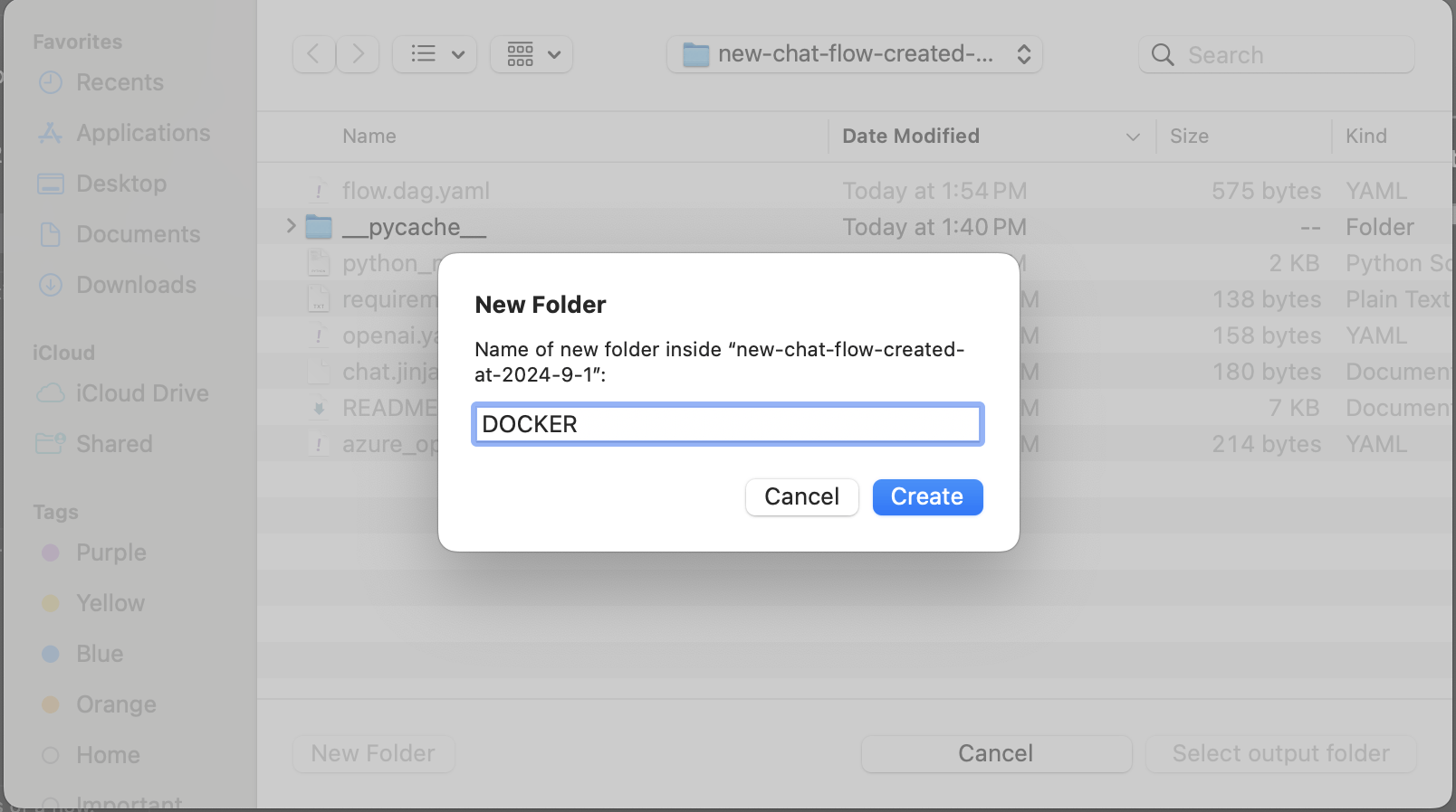 I created a DOCKER folder