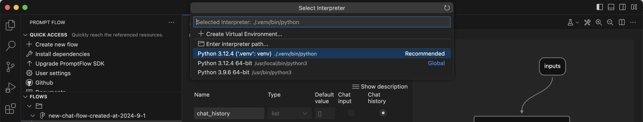 I selected the .venv environment again