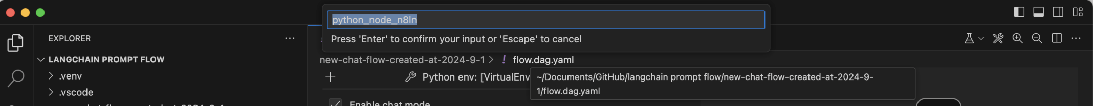 I accepted the generated name