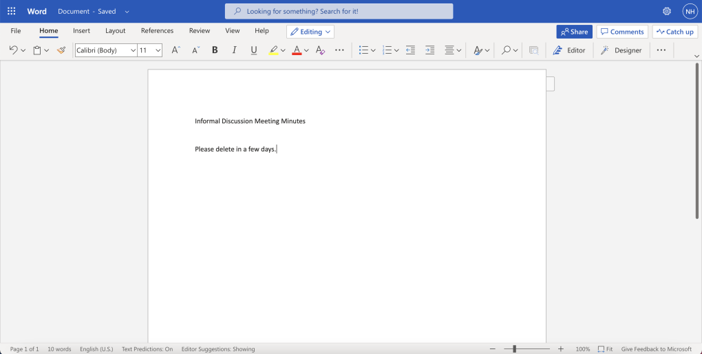 I entered some example text