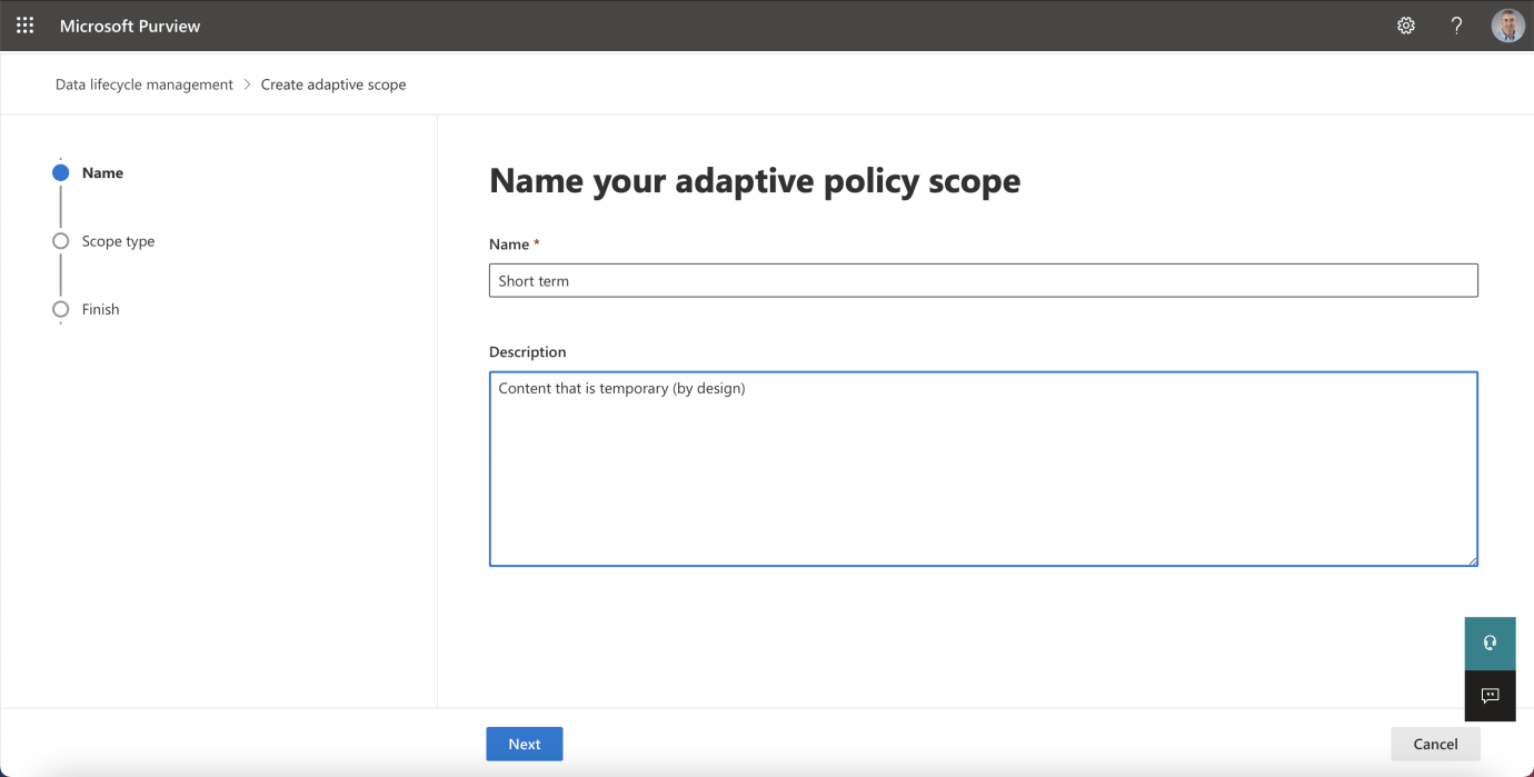 I named the adaptive scope "Short term"