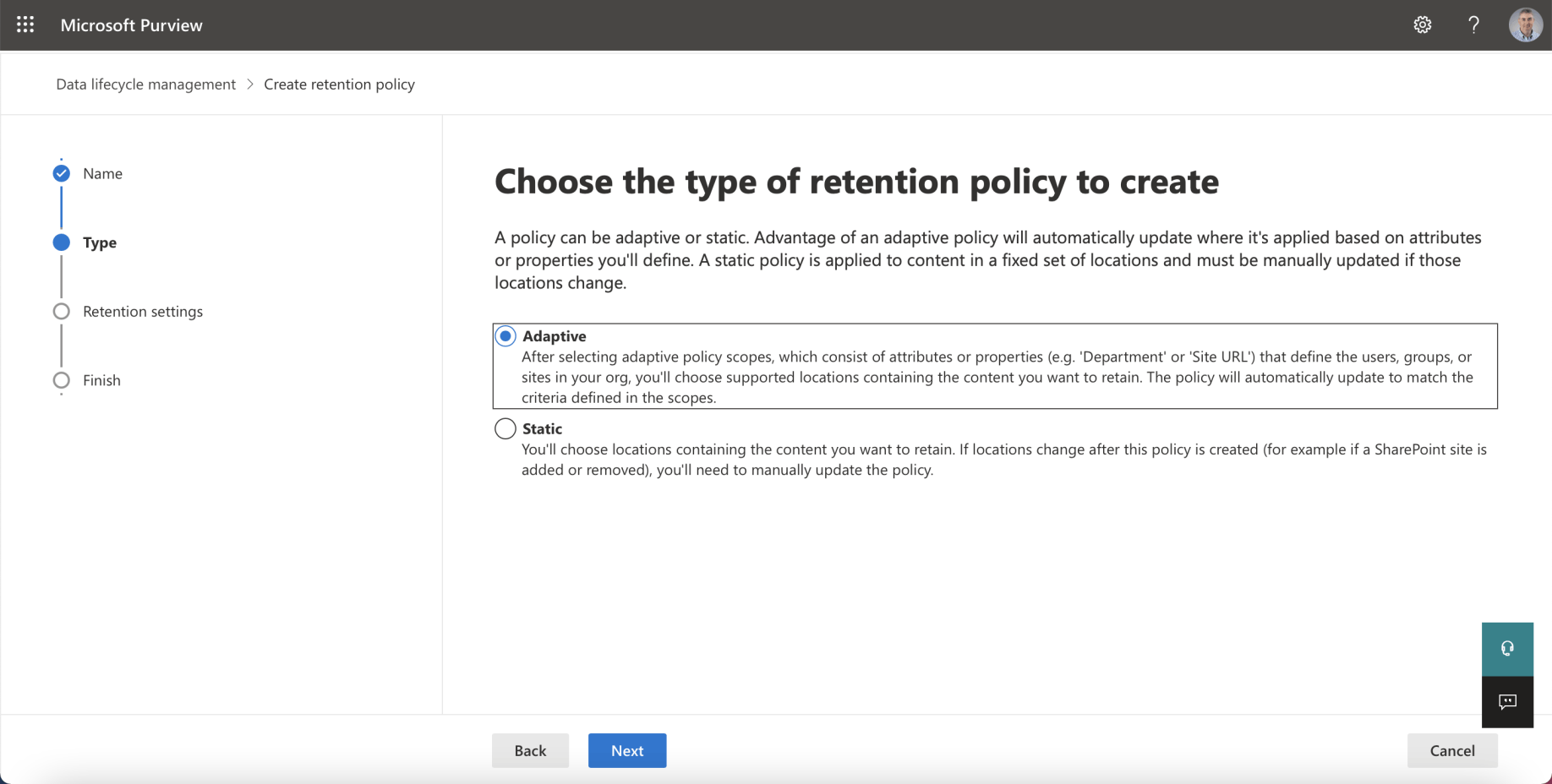 I selected the Adaptive radio button option