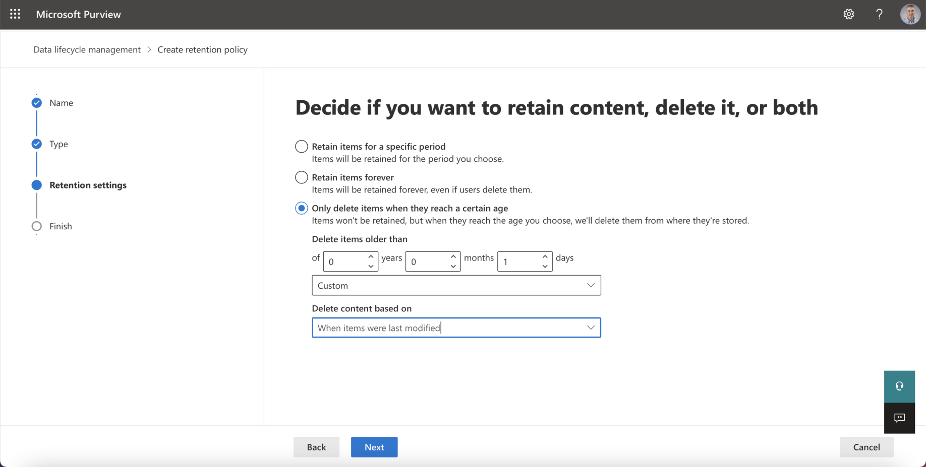 I configured the retention policy to delete items one day after they were last updated