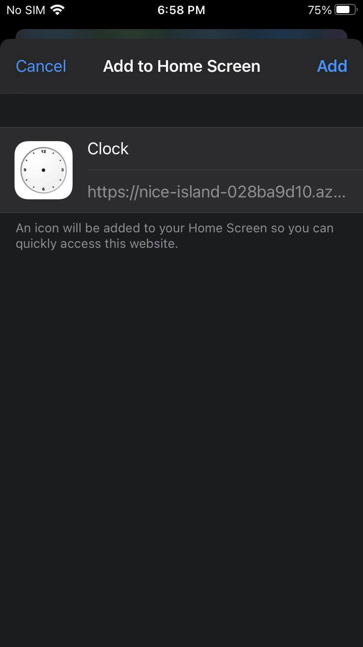 Using "Add to Home Screen" to add the application to iPhone Home Screen