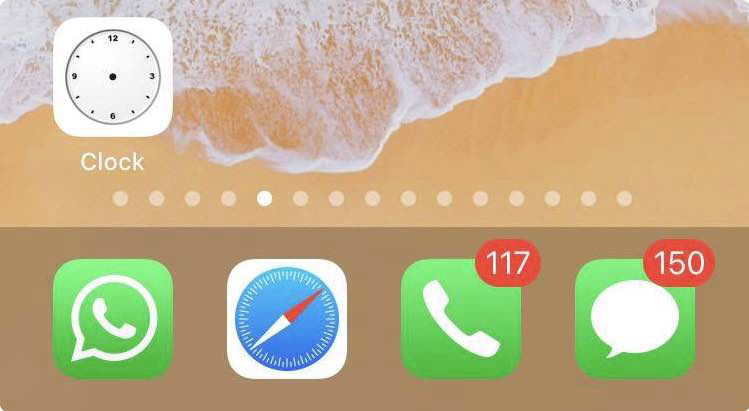 The Clock application on the iPhone Home Screen