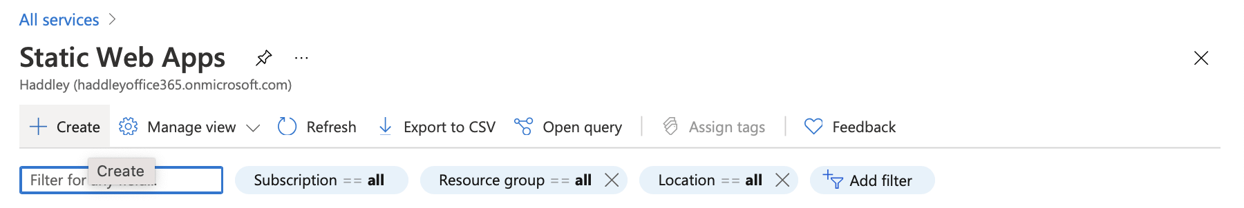 Create a Static Web App