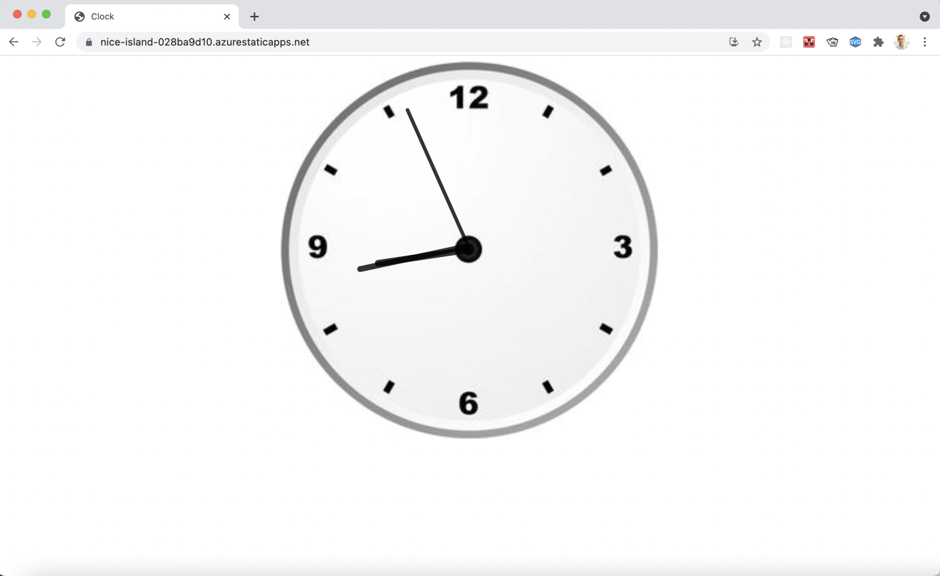 Web page runs and shows clock