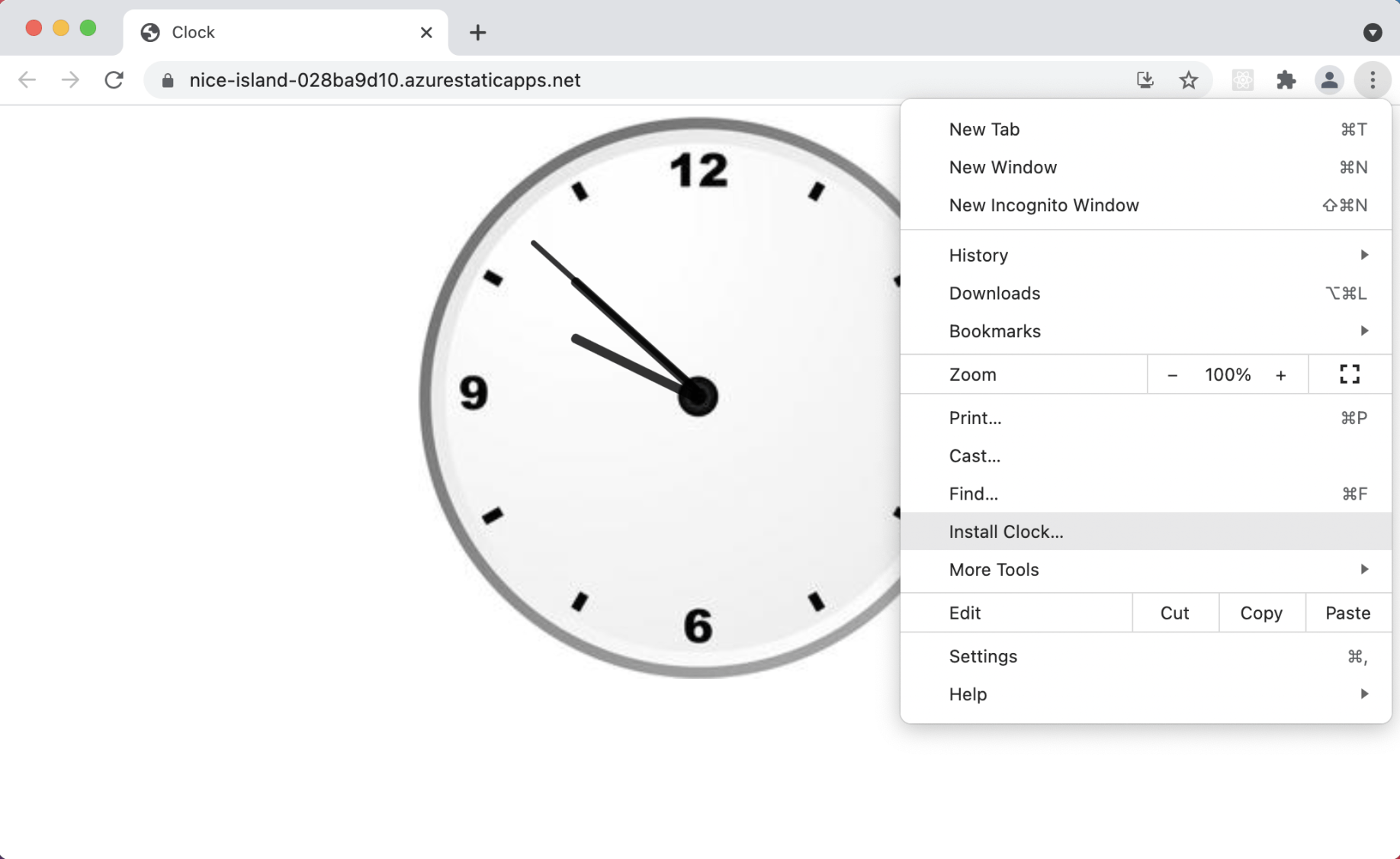 The Clock app can be "installed" onto a MacBook