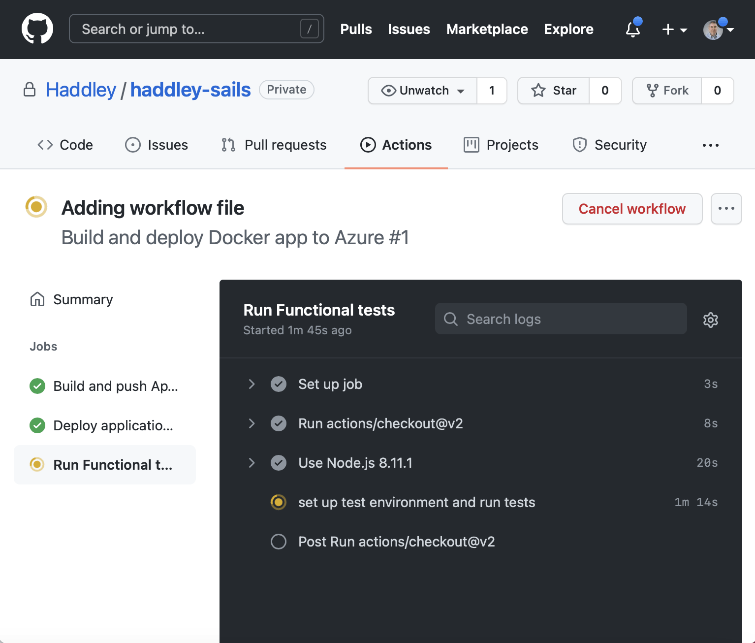 set up test environment and run tests