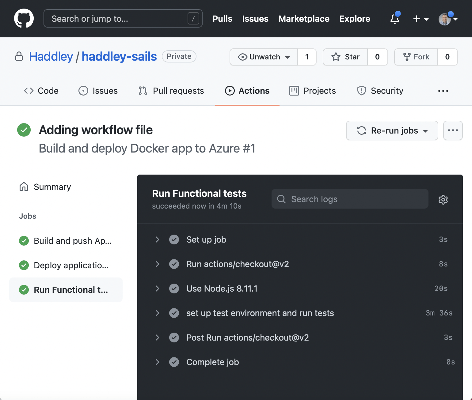 GitHub action/job complete