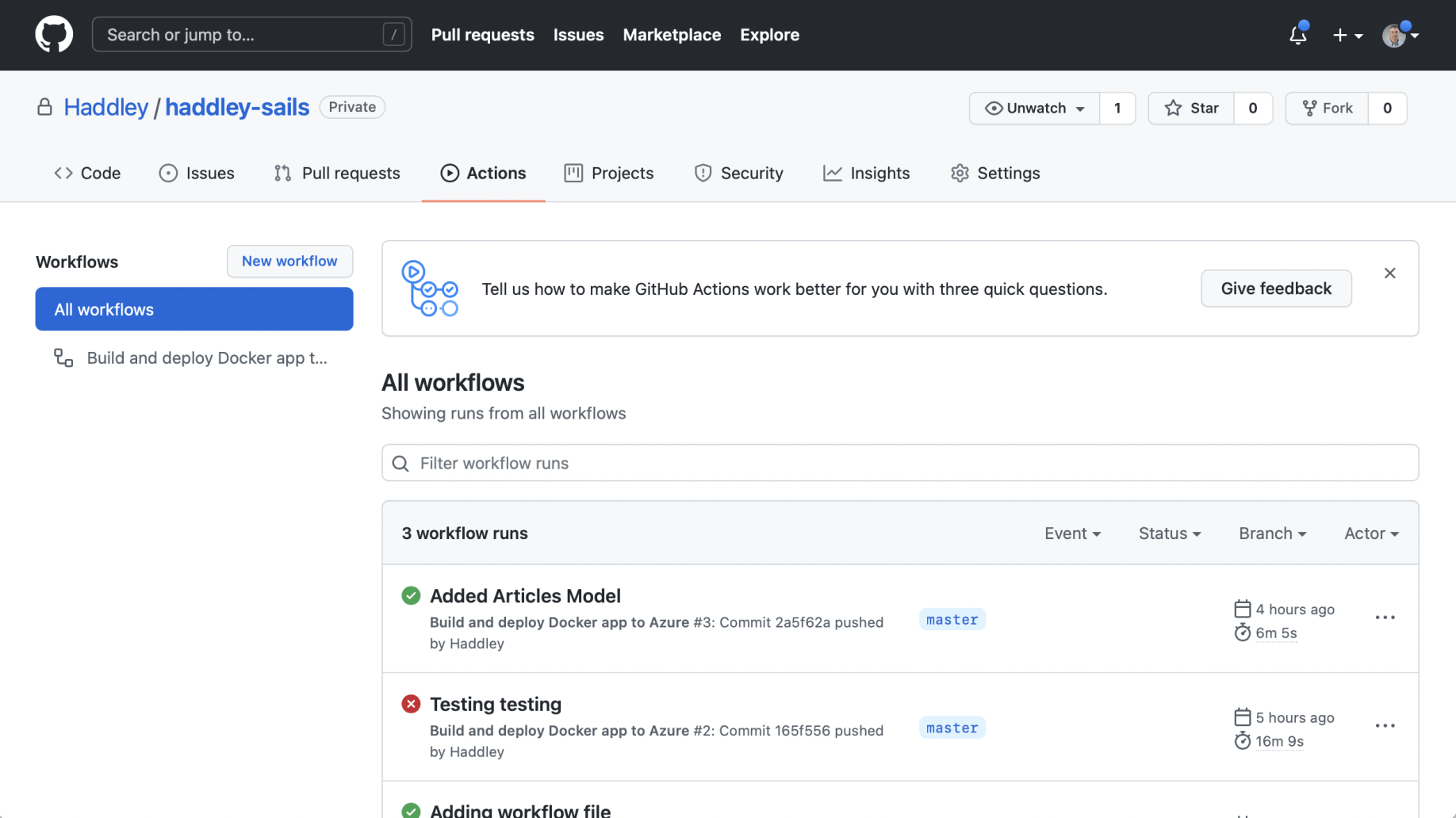 GitHub action completed