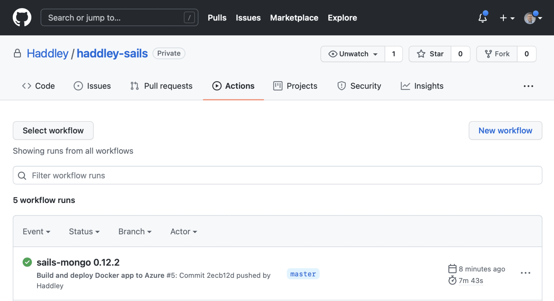 GitHub action in progress