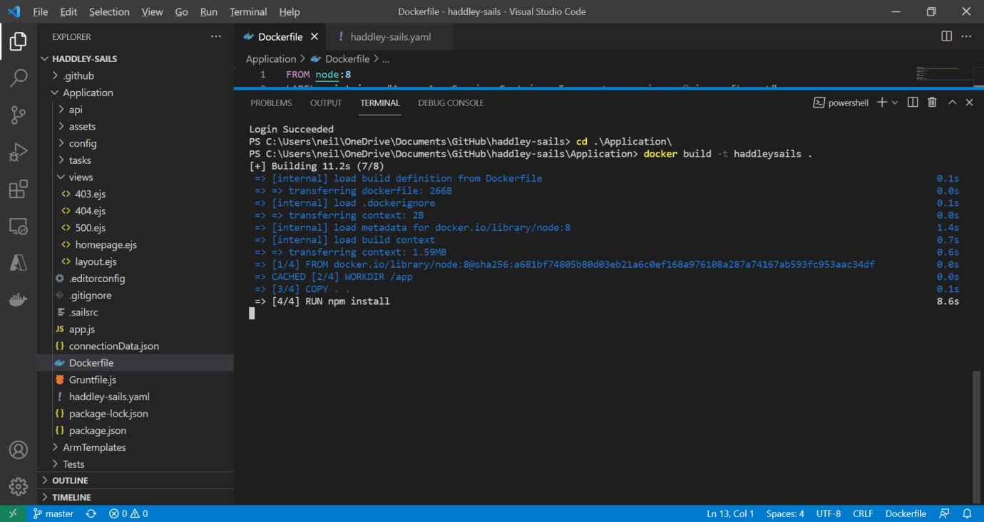 docker build -t haddleysails .