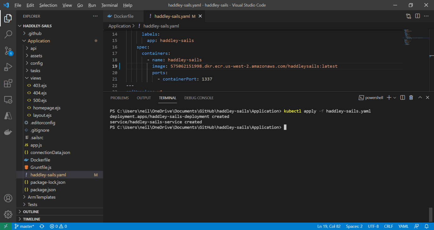 kubectl apply -f haddley-sails.yaml