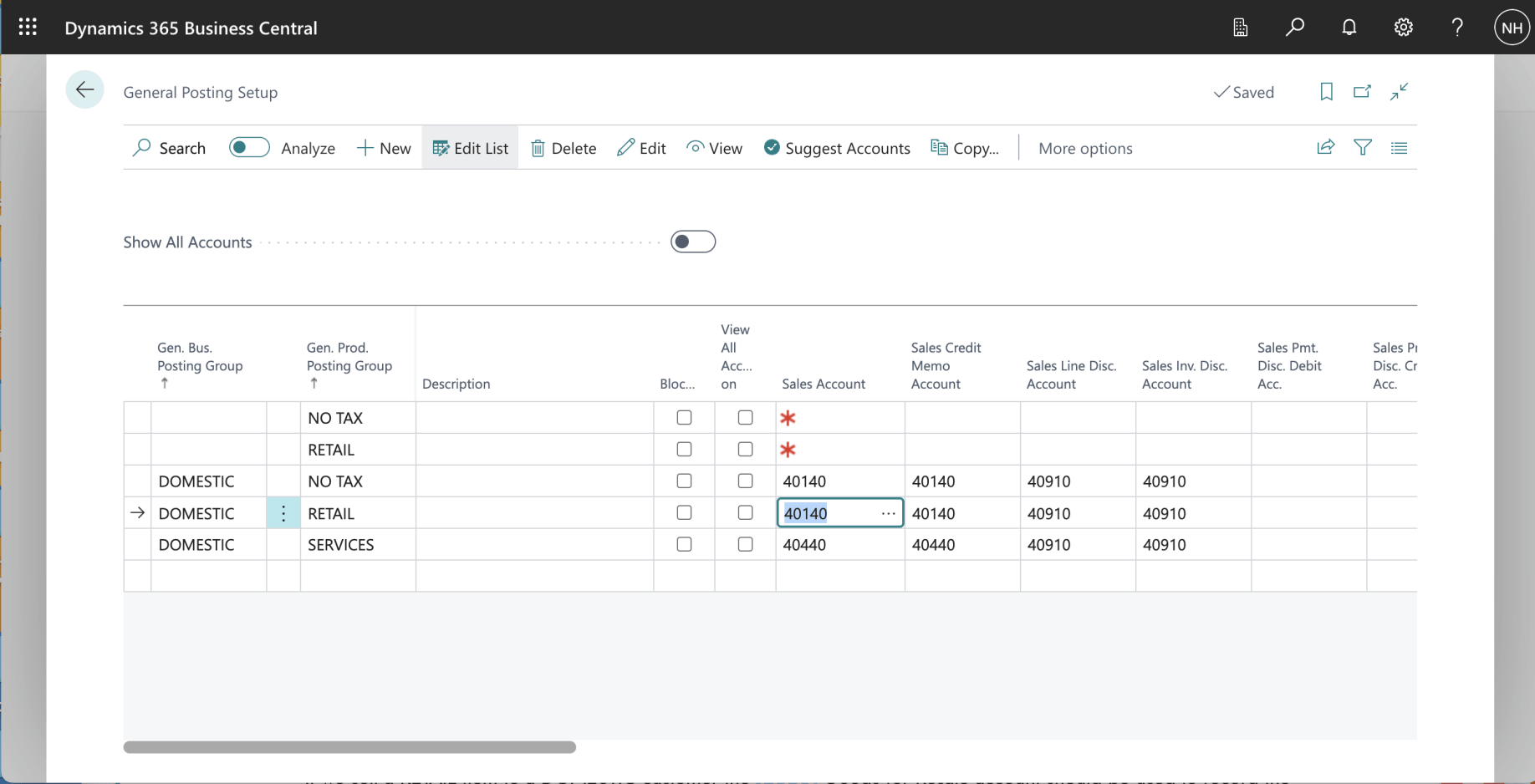 If we sell a RETAIL item to a DOMESTIC customer the 41040 Resale of Goods account should be used to record the sale