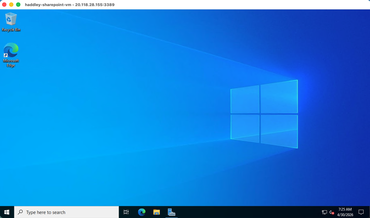 I was connected to the Windows Server desktop inside the VM