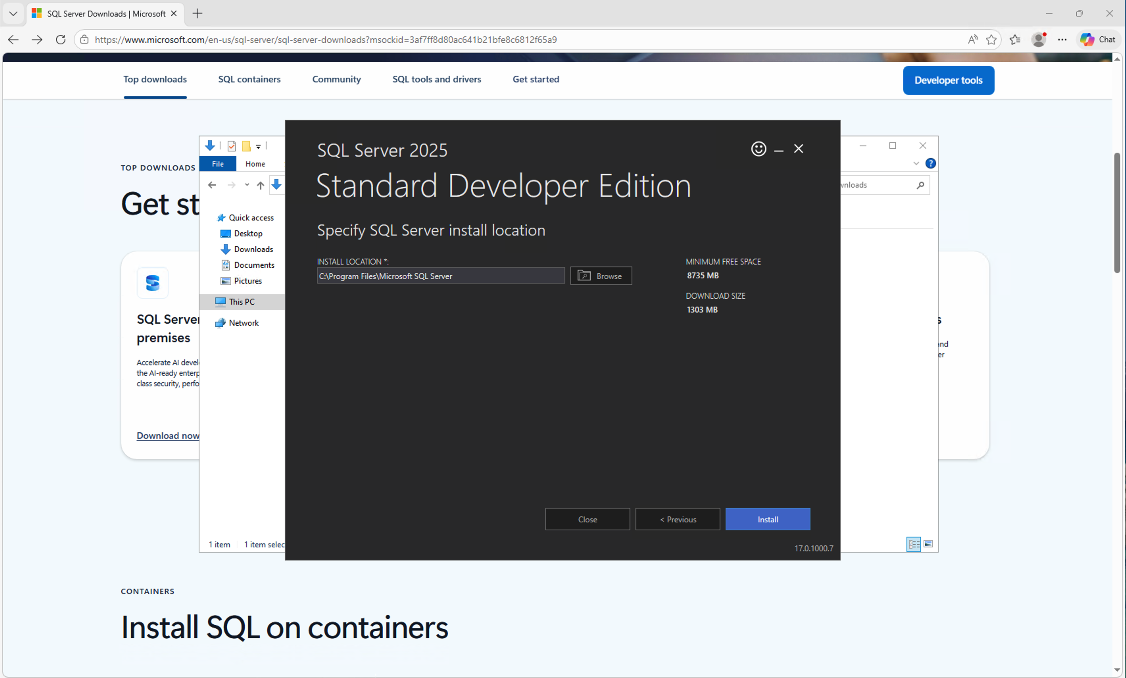 I left the default install location at C:\Program Files\Microsoft SQL Server