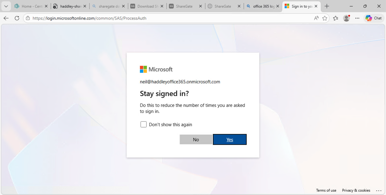 Microsoft 365 Copilot opened in the browser after signing in to the tenant
