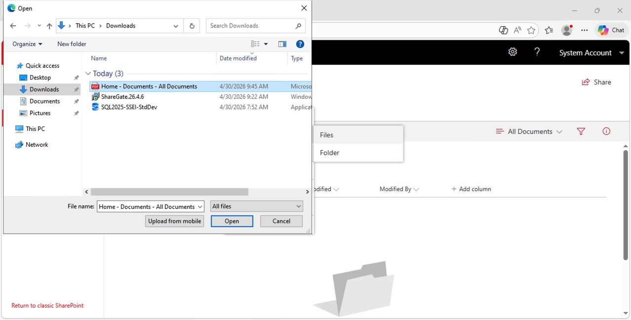 I uploaded the PDF to the on-premises SharePoint Documents library
