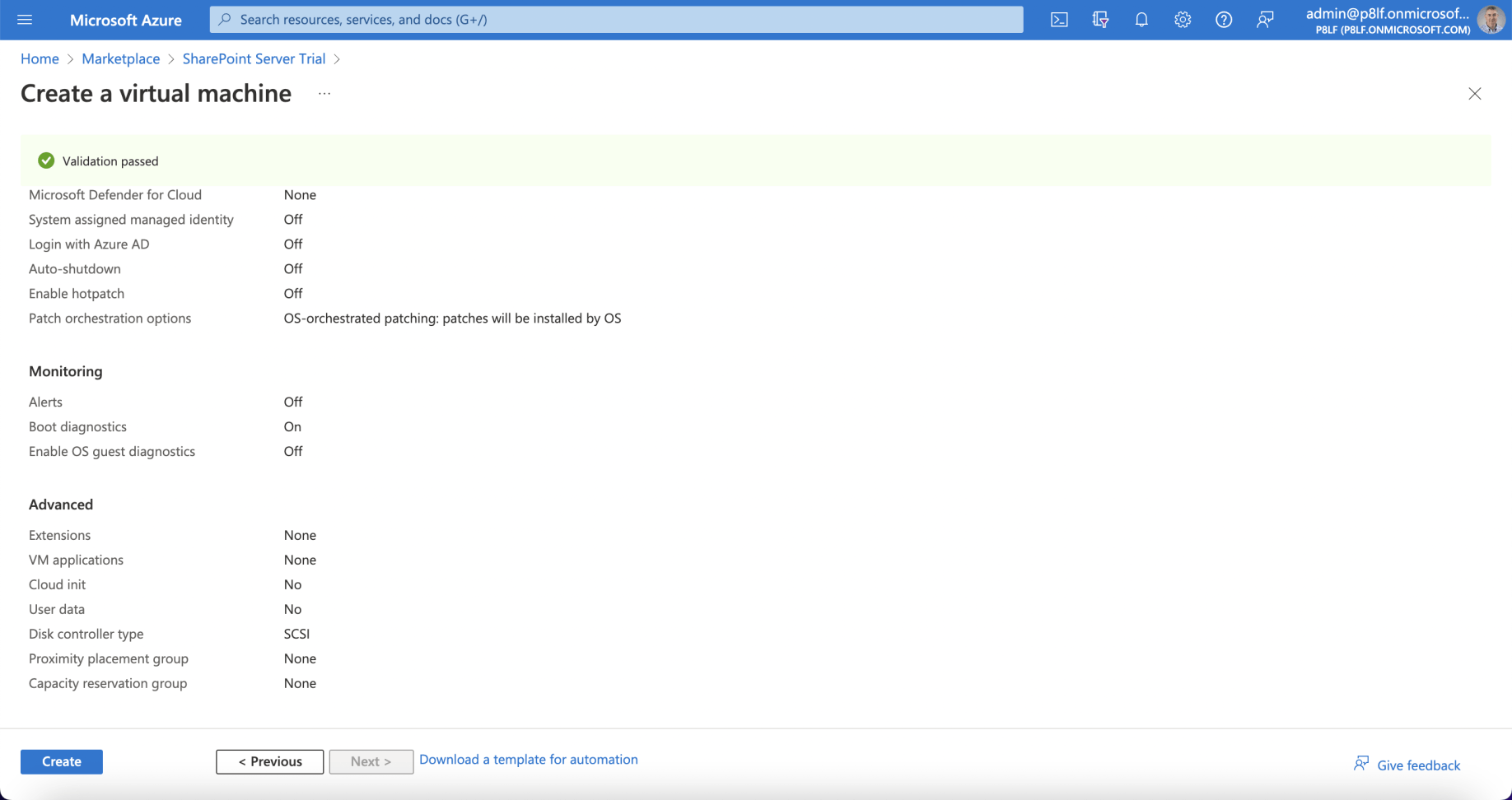 I clicked Create