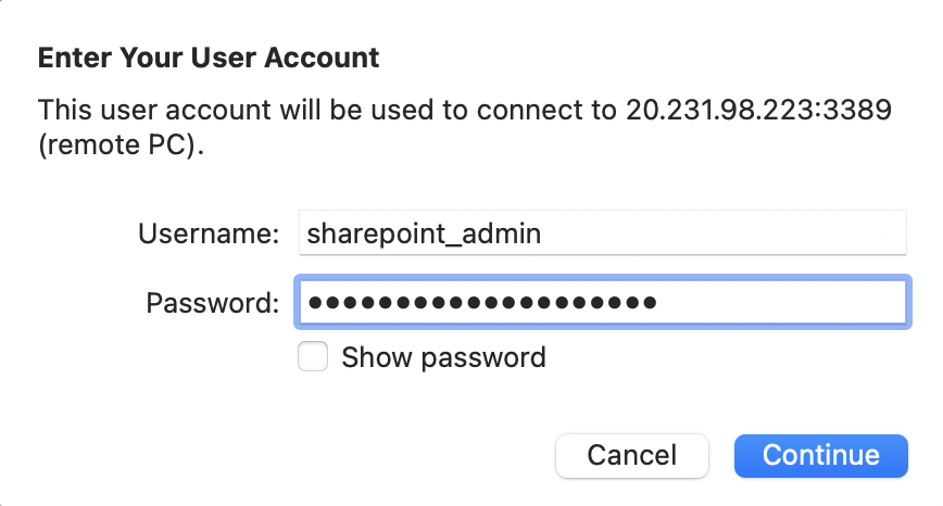 I logged into the virtual machine