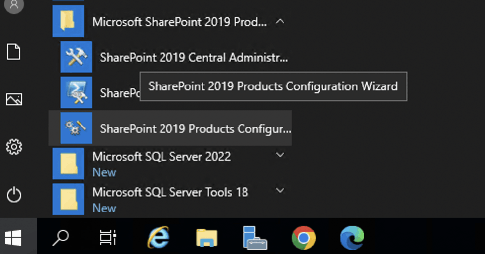 I started the SharePoint 2019 Products Configuration Wizard