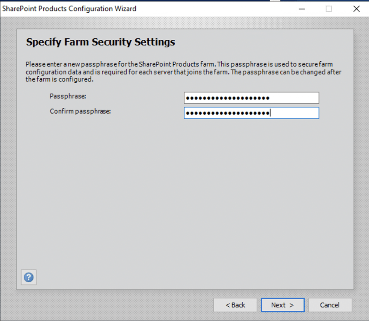 I provided a passphrase