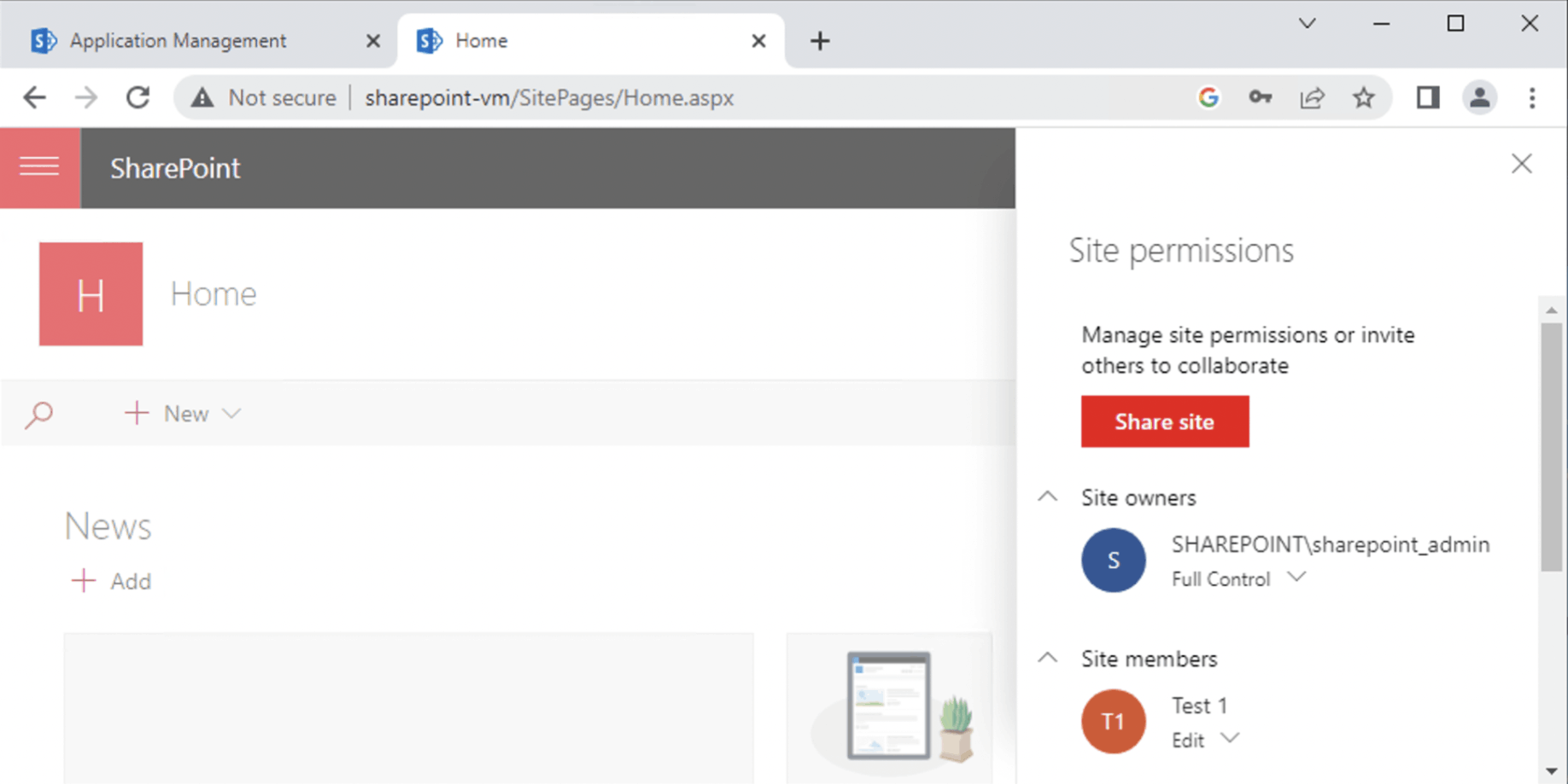 The Site permission update was saved