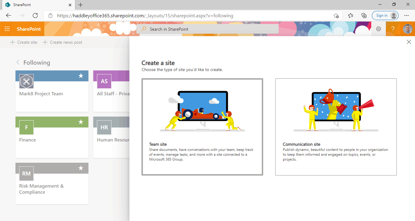 Select "Team Site" because the new Site Design is based on the team site template(64)