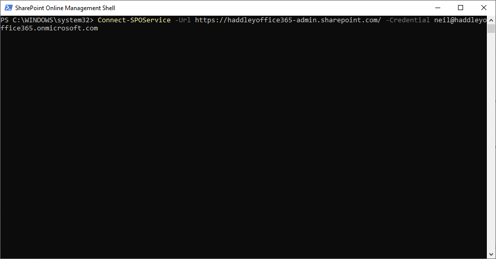 Connect to the SharePoint administration site