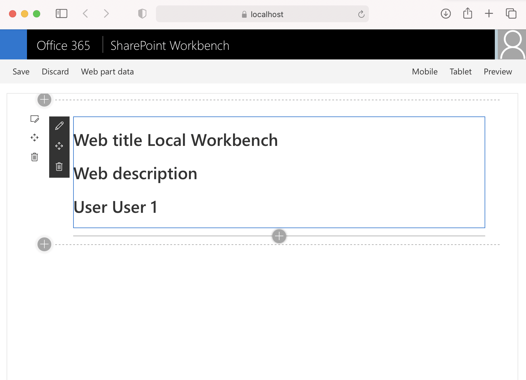Testing the Web Part using the Local Workbench