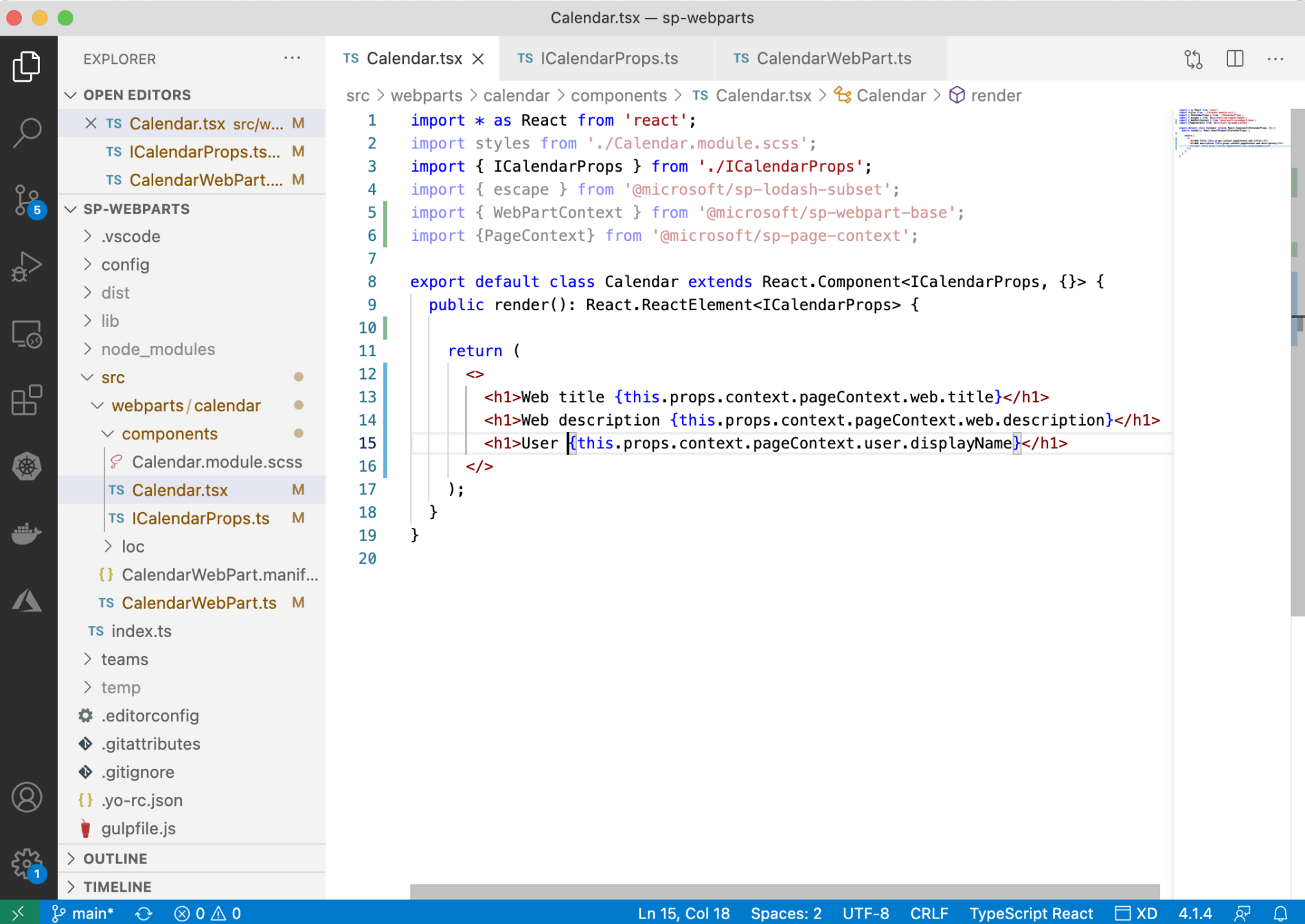 Updating Calendar React Component to use context