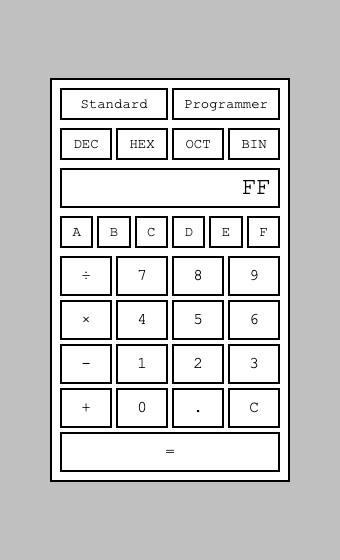 255 in Decimal becomes FF on switching to Hexadecimal — matches the spec