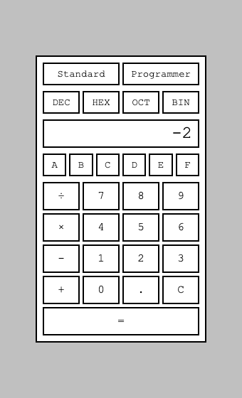 3 − 5 shows -2 — sign-magnitude, exactly as `research.md` chose