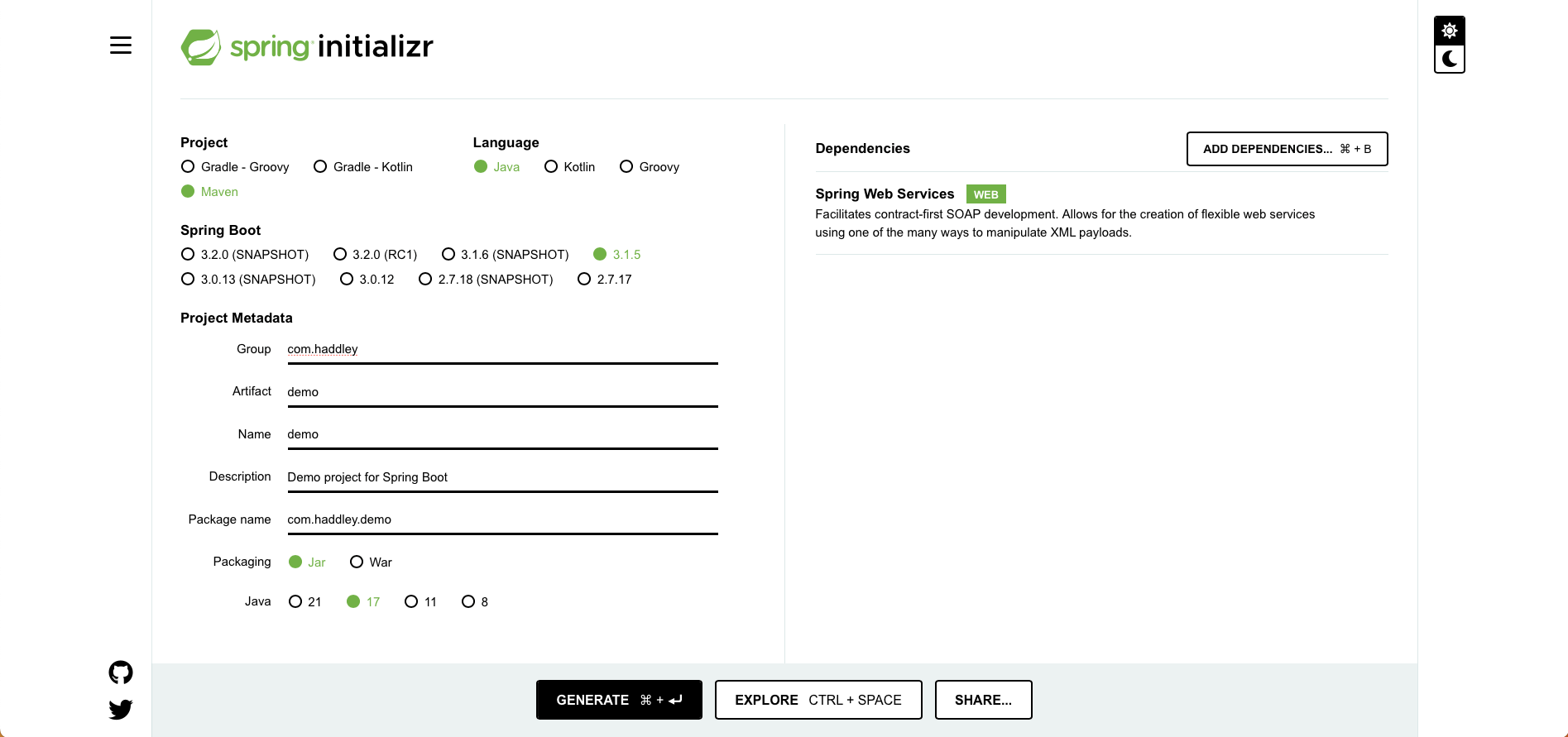 I clicked the GENERATE button