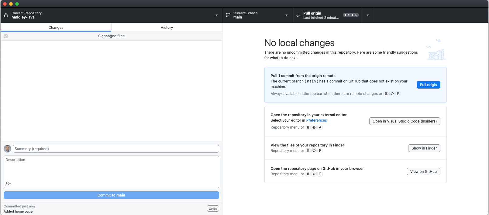 I pulled changes from the GitHub repository