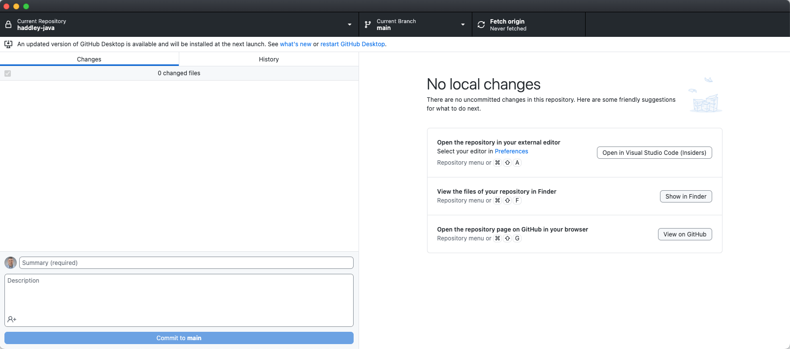 I used the Open in Visual Studio Code (Insiders) button to open the repository in Visual Studio Code