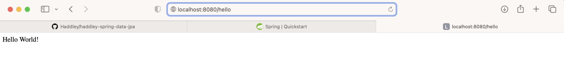 I accessed http://localhost/hello using my web browser