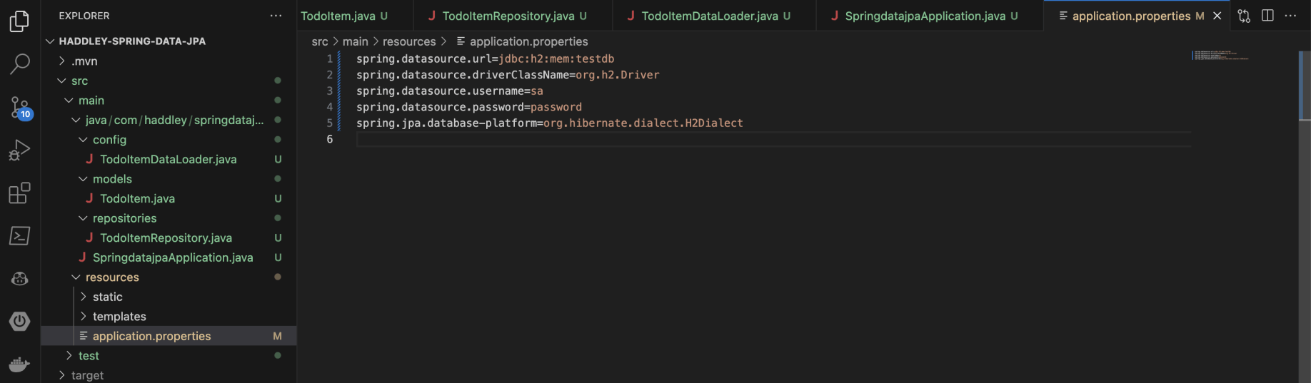 I added text to applications.properties